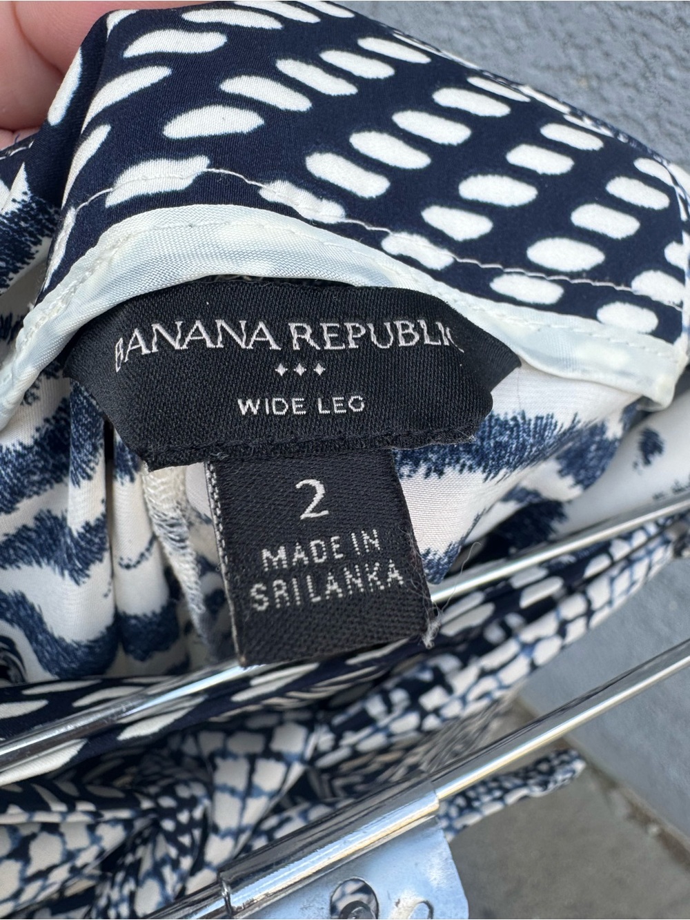 Banana Republic Zebra Print Wide Leg Palazzo Pants Blue Navy & Black - Size S - Picture 10 of 13